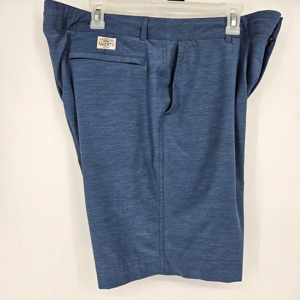Faherty All Day Shorts Mens 35 Blue Performance Stretch Summer Casual Chino